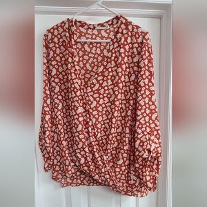 Nordstrom All in Favor Red Twist Hem Blouse XL